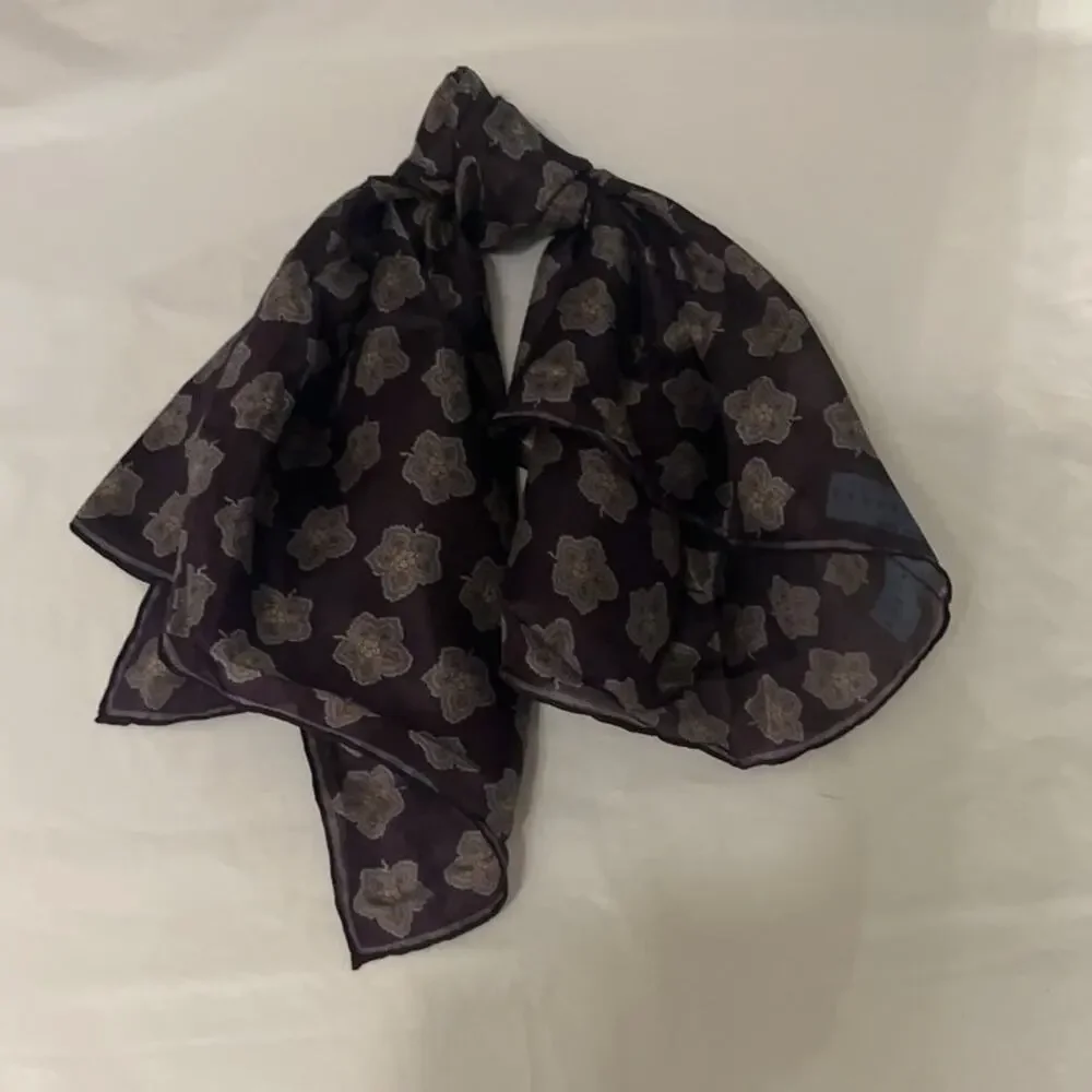 ROBERT TALBOTT Fine Silk Scarf Printed in Italy  - Purple - Semi Sheer